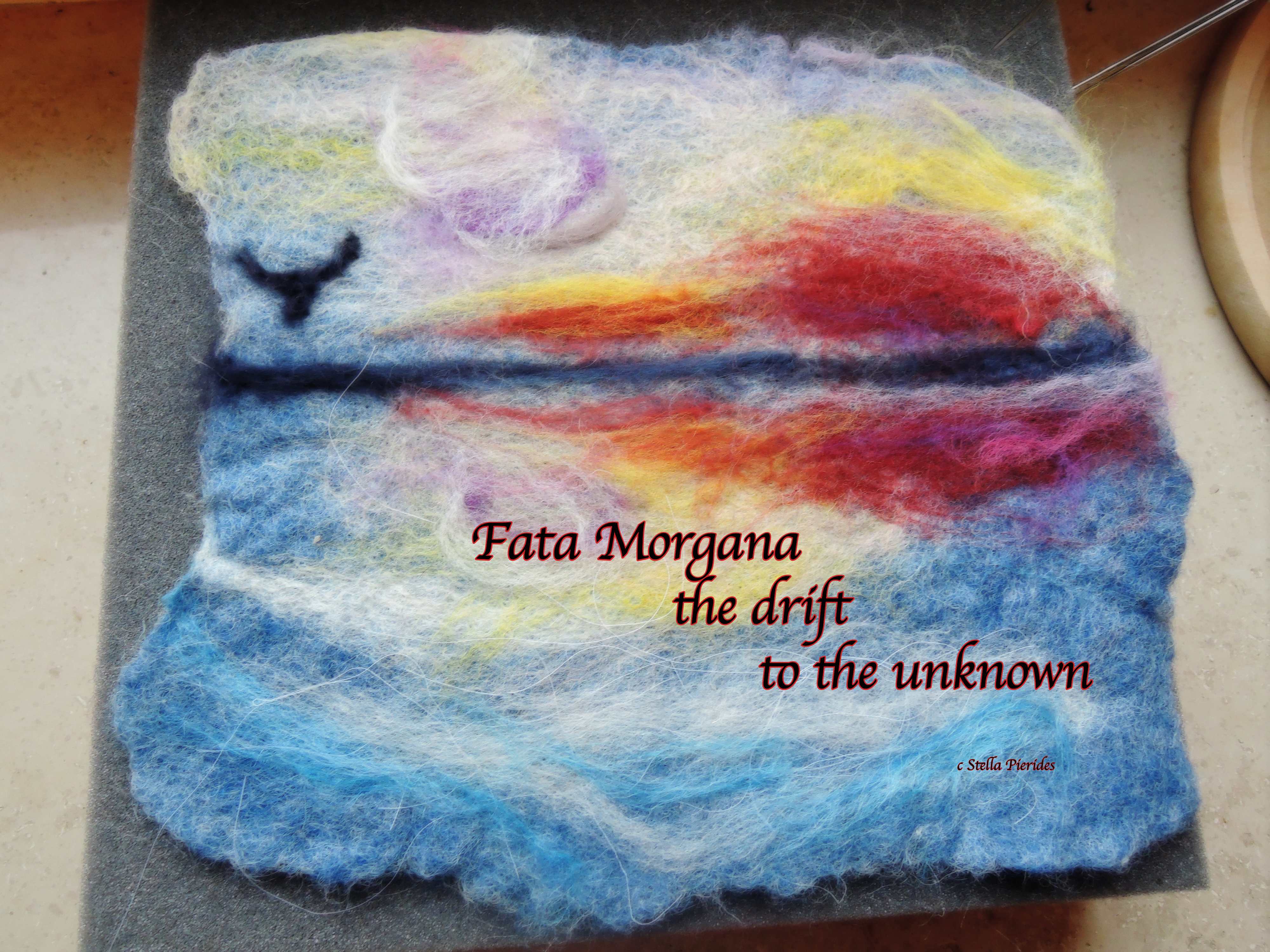 sunset,felting, felt art,